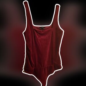 Forever 21 Solid Red Square Neck Bodysuit